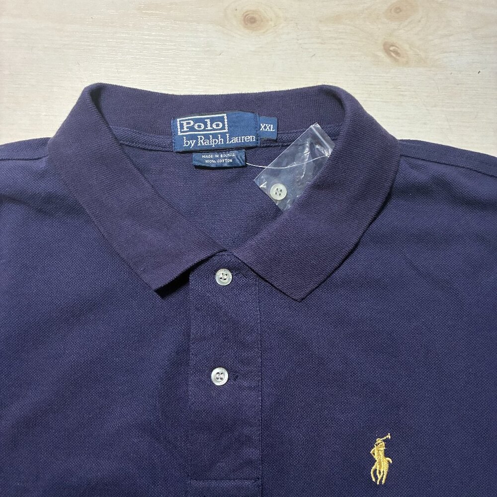 Polo Ralph Lauren Men's Navy-Blue Cotton Mesh Short-Sleeve Polo Shirt Size XXL